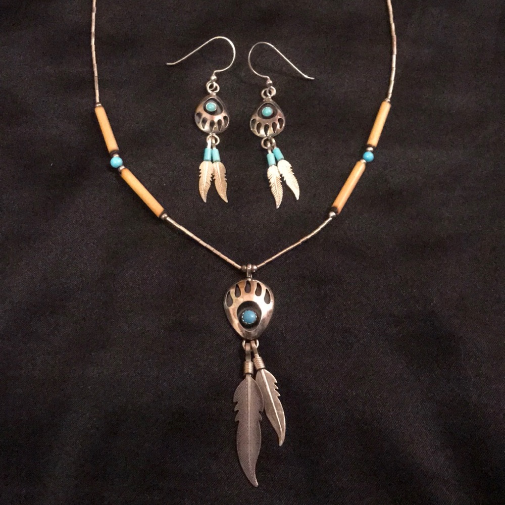 .925 Sterling Silver earrings & Necklace USA